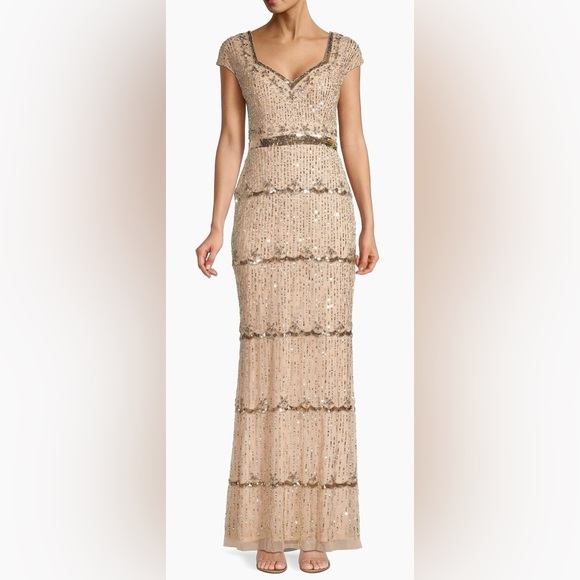 MAC DUGGAL 9089 Sequin Cap Sleeve Sweetheart Column Gown Size 4 $598 - Picture 1 of 11
